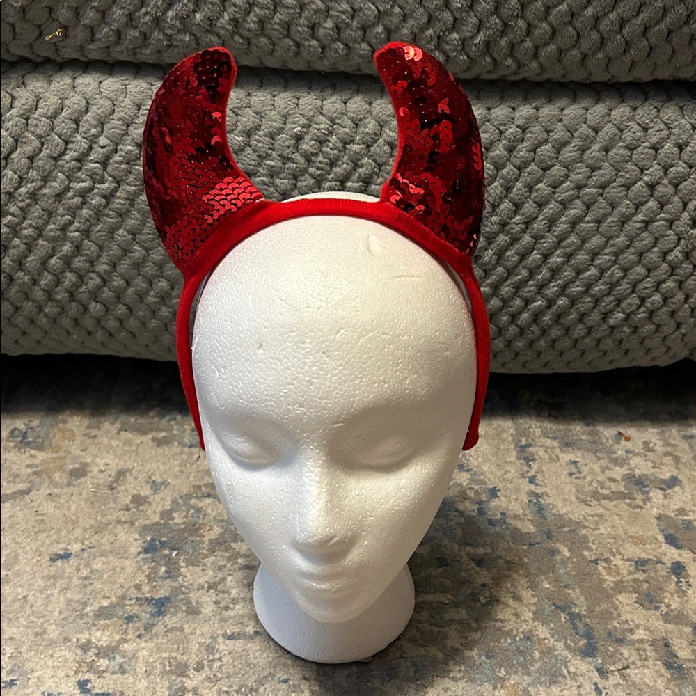 Red Sequin Devil Horns Headband